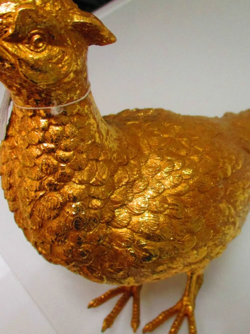 RAZ Imports Metal and Resin Gold Pheasant, Solid not Hollow, Brand New with Tags